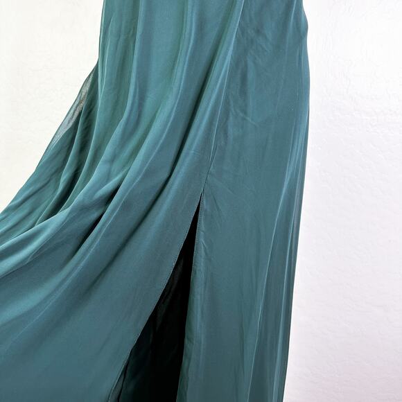 After Six 1566 Strapless High Slit Chiffon Bridesmaid Dress Evergreen Size 4 NWT - Picture 5 of 13